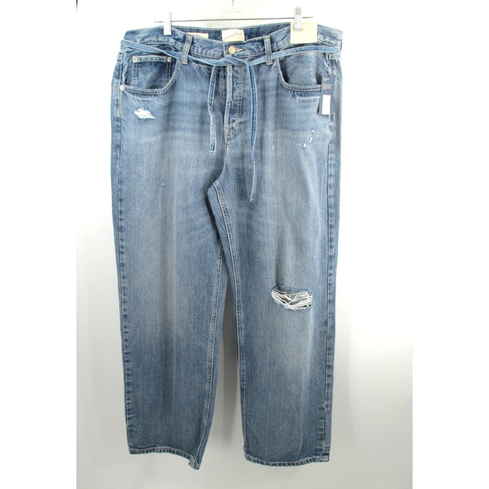 NWT UNIVERSAL THREAD Jeans 90's Baggy Women 16R Blue Denim Distressed Mid Rise